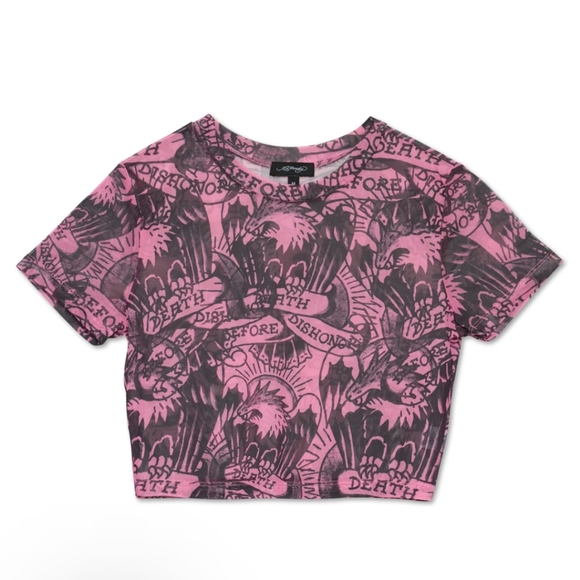 Ed Hardy DBD Eagle Crew Pink Power Mesh Top. - Picture 9 of 15
